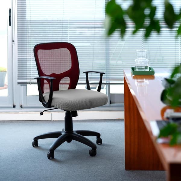 Stretch stolsöverdrag 2 delar, halkfritt polyester kontorsstolsöverdrag universal 38-48cm grå