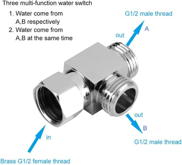 Way Shower Diverter Valve G1/2in Vannseparator Dusjadapter Tilbehør Dusjhode For Bad