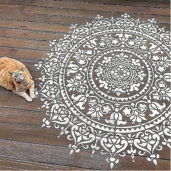 Mandala Reliefmålningsstencil Stor återanvändbar stencil för golv, vägg, kakel, tyg, möbler