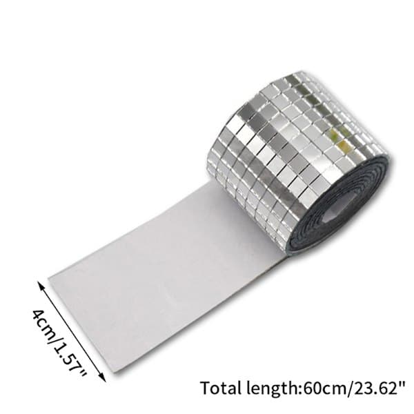 Mirror Mosaic Tile Stickers DIY Self-Adhesive Mini Square Acrylic Silver 4*60cm Silver Silver 4*60cm