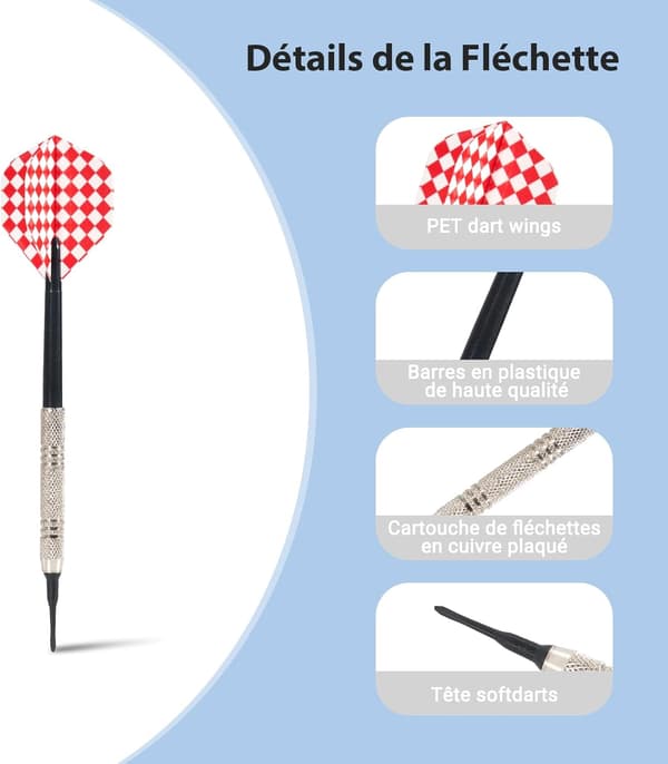 12 Soft Tip Darts 14g with 100 Replacement Tips - Professional Set for Electronic Dartboards