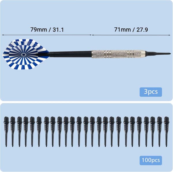 12 Soft Tip Darts 14g with 100 Replacement Tips - Professional Set for Electronic Dartboards