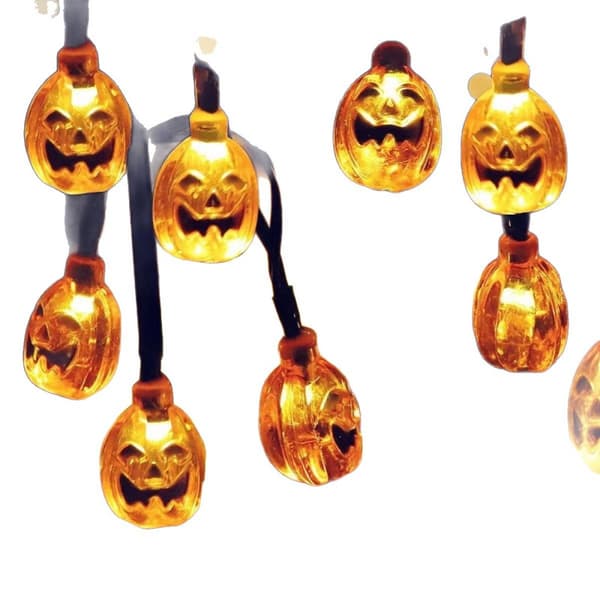 Halloween LED lyskæde, græskar spøgelse flagermus, batteri USB sol, IP65 vandtæt Flat pumpkin USB 6m battery (40 LEDs)
