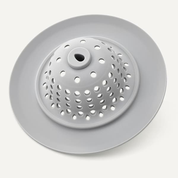 Diskbänkssil och avloppsplugg, tillverkad av rostfritt stål och silikon, stoppresistent, diskmaskinssäker, rostfri, grå, 2-pack.