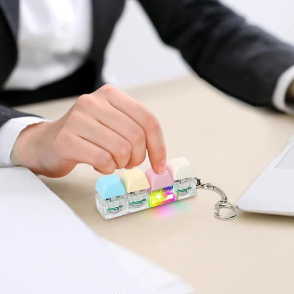 Nøglering, Stressaflastende Fidget Legetøj Push Bubble Sensorisk Nøglering, Macaron Farve