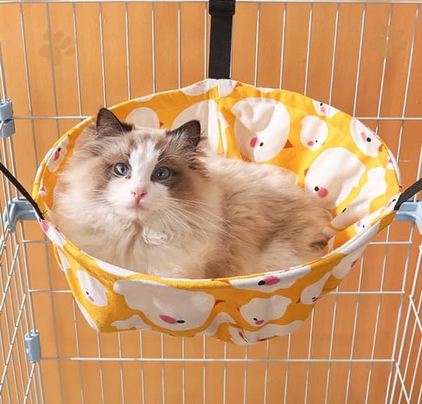 2-pack katthängmatta lounge kattsäng för bur kennel säte med metallram justerbara remmar orange
