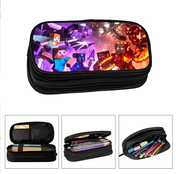 Minecraft pennfodral studenter barn pennfodral stor kapacitet pennfodral elastiskt dubbellager bärbart pennfodral pennfodral pencil case Section 16