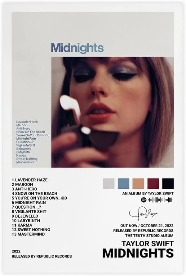 Pop Singer Canvas Poster för Taylor Swift För Rum Estetisk Canvas Väggkonst Sovrum MIDNIGHTS