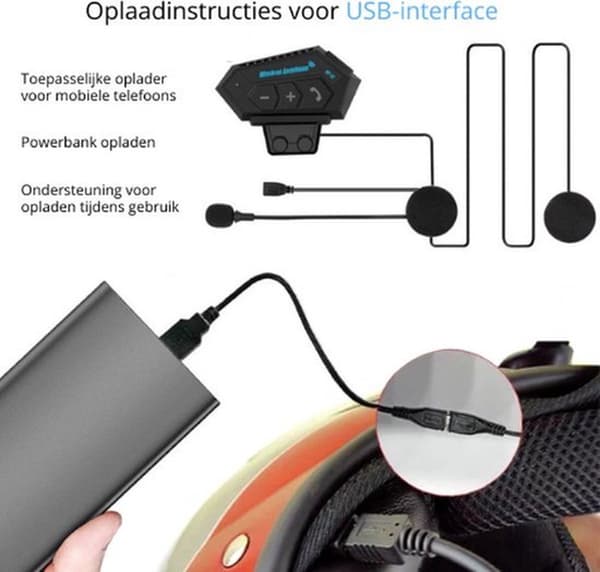 Motorcykelhjelm Bluetooth Headset med Mikrofon Vandtæt Universal