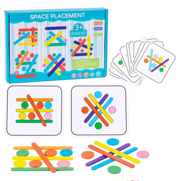 Træ Rainbow Stick Puzzle til Børn - Blå, Sensorisk Logisk Tænkespil, Pædagogisk Legetøj til Børn Blue