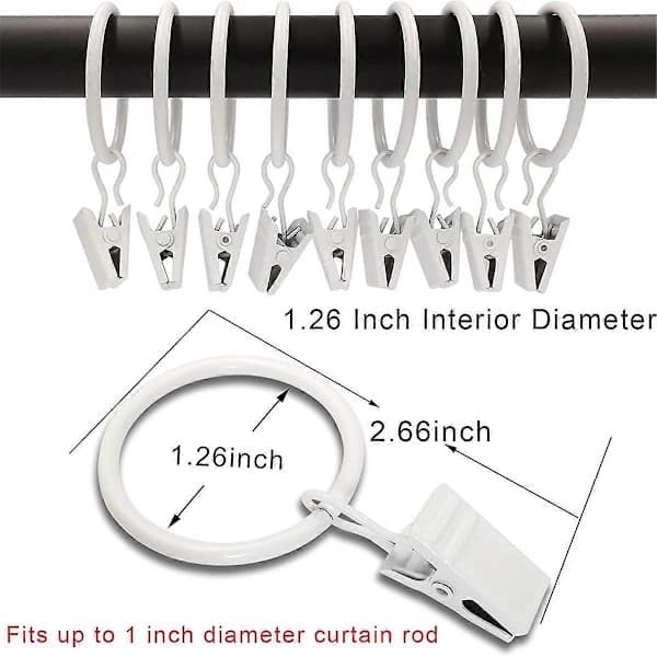 40 Pcs Curtain Rings with Clips, Drape Clips with Rings, Drape Rings 3.2 cm Inner Diameter