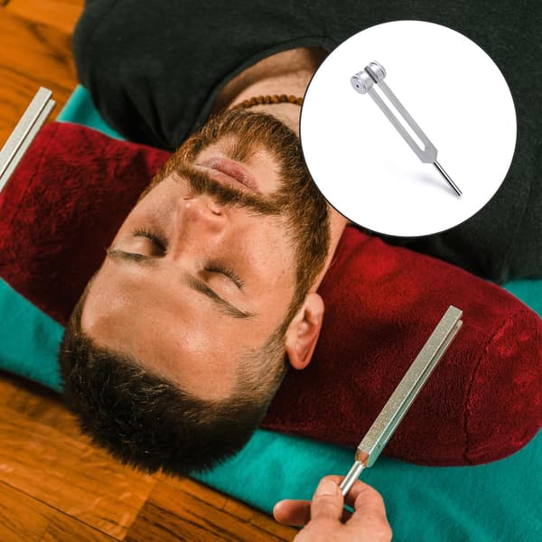 128 Hz stemmegaffel, stemmegaffel af aluminiumlegering med silikonehammer og taskehammers lydterapiinstrumentsæt til meditation og terapi
