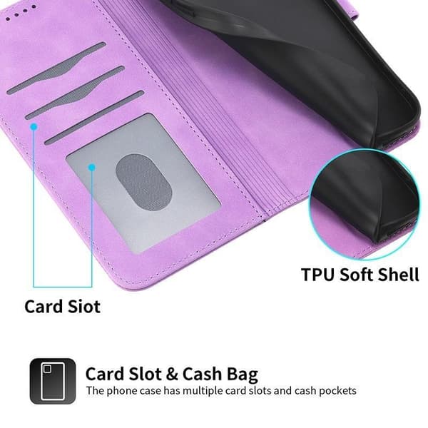 (For Samsung A26 5G) PU Leather Wallet Case with Card Slots, Shockproof Röd