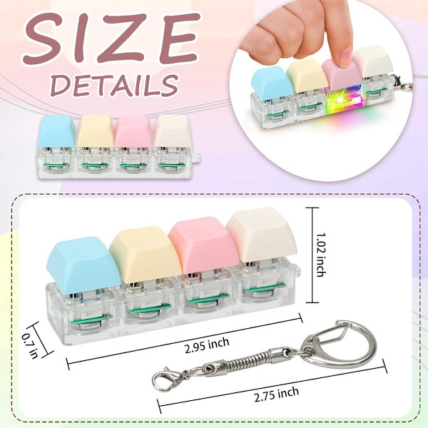Nøglering, Stressaflastende Fidget Legetøj Push Bubble Sensorisk Nøglering, Macaron Farve