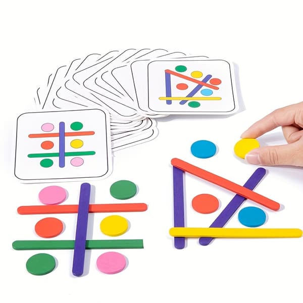Træ Rainbow Stick Puzzle til Børn - Blå, Sensorisk Logisk Tænkespil, Pædagogisk Legetøj til Børn Blue