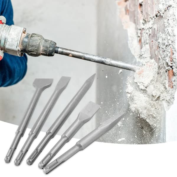SDS Plus Skaft Flad Mejselsæt 5 Dele Elektrisk Hammer til Fliser Beton Murværk Nedbrydning