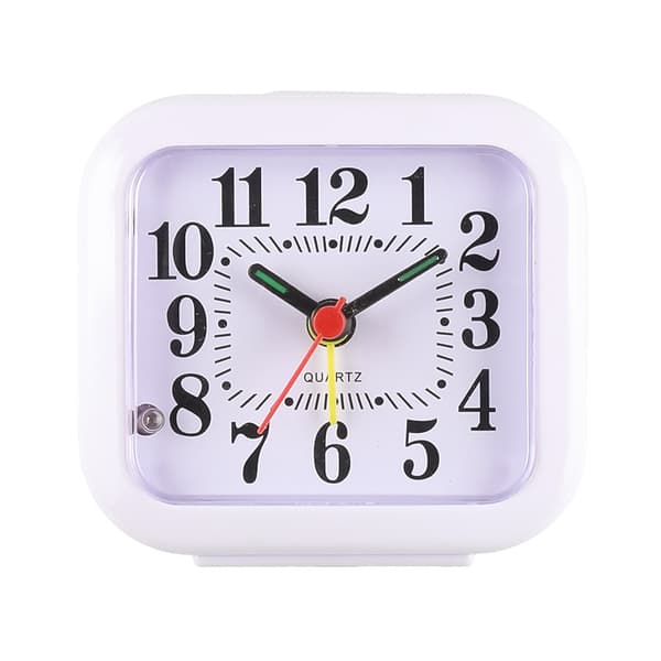 Practical alarm clock with silent operation and luminous hands White