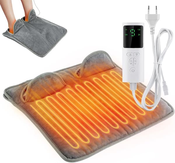 Elektrisk opvarmet fodmåtte 9 temperaturindstillinger 4 timer maskinvaskbar grå