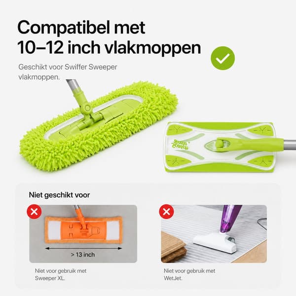 BOTC 2-pack återanvändbara rengöringsdukar med nät och mikrofiber, kompatibla med Swiffer Sweeper-moppar, gröna