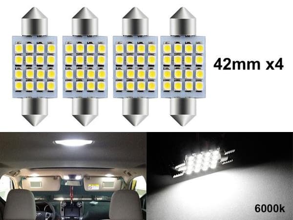 C5W 42mm 6000k hvid 4-pak LED 2835SMD SV8.5 41mm Vit white