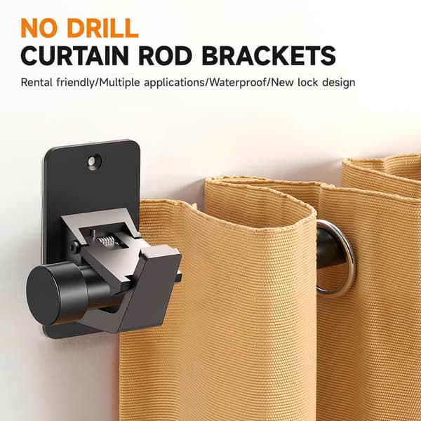 Selvklæbende gardinstangsholderclips til badeforhæng og håndklædestang, 2/4-pak, uden boring Black 4pcs