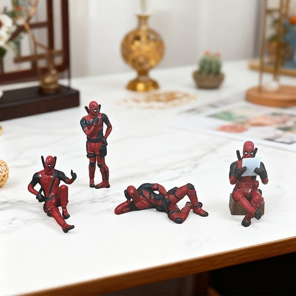4 stk. Deadpool Action Figure Sett - Deadpool, Deadpool 2, Deadpool 3, Deadpool 4 - Samleobjekt PVC Statuer med Dynamiske Poser, Dynamiske Action Poser, Coll 4pcs
