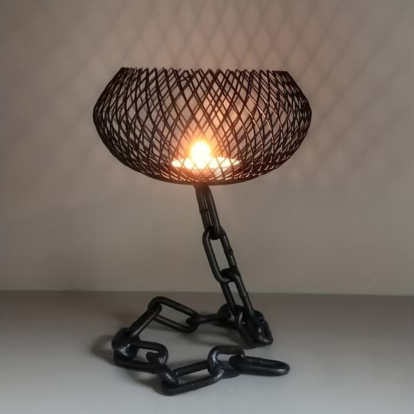 Industriell Kjede Jern Lysestaker Sett med 2 Rustikk Stil Solid for Innendørs Utendørs Telys Bryllup 2pcs