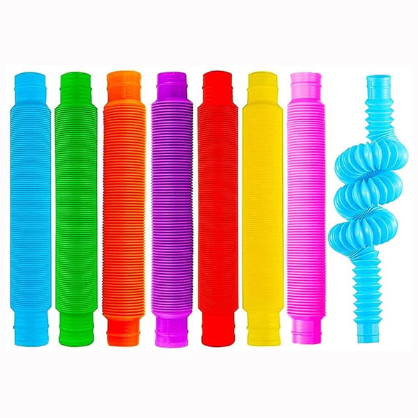 8-pack Stora Pop Tubes, Fidget Leksaker, Sensoriska Leksaker för Stress och Ångestlindring för Barn, Vuxna, Lärleksaker, Stretch Tubes