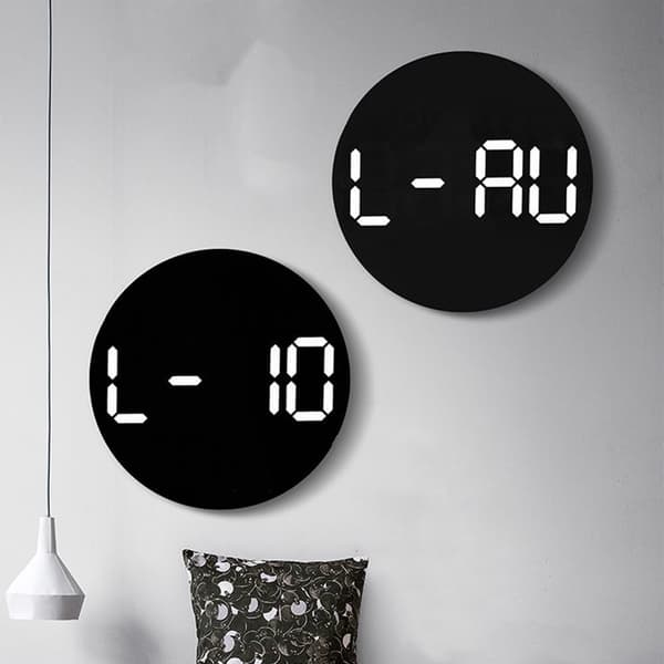 LED Digital Väggklocka 10 Tum Display Temperatur- och Luftfuktighetsindikator Modern Design Blå