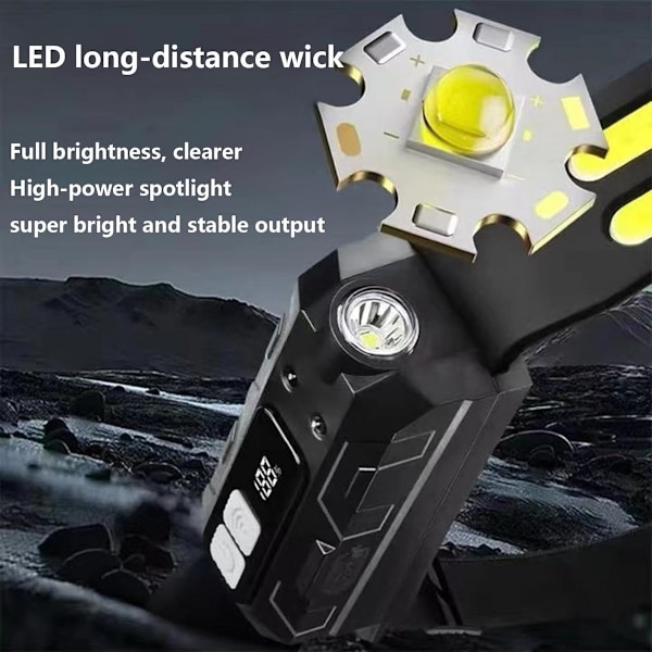 Hodelykt LED Oppladbar Bevegelsessensor 5 Moduser Camping Hodelykt Justerbar