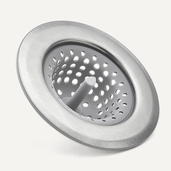 Diskbänkssil och avloppsplugg, tillverkad av rostfritt stål och silikon, stoppresistent, diskmaskinssäker, rostfri, grå, 2-pack.