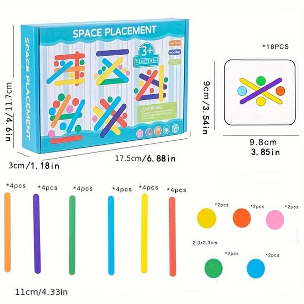 Træ Rainbow Stick Puzzle til Børn - Blå, Sensorisk Logisk Tænkespil, Pædagogisk Legetøj til Børn Blue