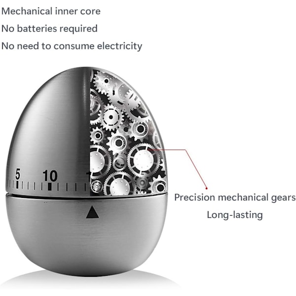 2 stk. Mekanisk Egg Timer Rustfritt Stål Kjøkkentimer