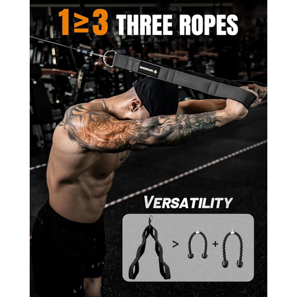 Triceps Rep Attachment - Improved Range of Motion Cable Handle for Pushdowns, Curls, Face Pulls, Professional Gym Use black black color
