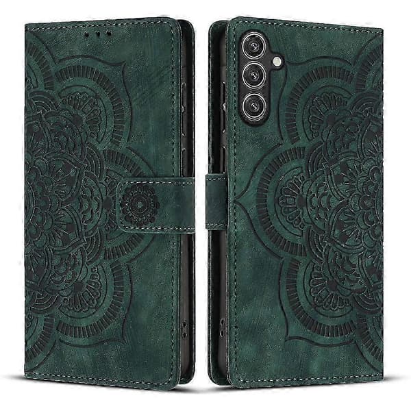 Frosted Læder Etui til Mandala Emed Retro Telefon Grøn