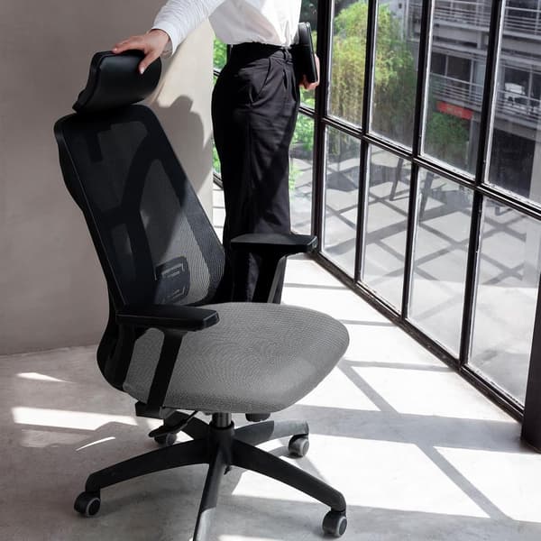 Stretch stolsöverdrag 2 delar, halkfritt polyester kontorsstolsöverdrag universal 38-48cm grå