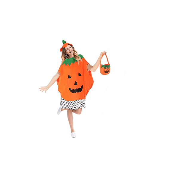 Voksen Halloween Græskar Kostumesæt Græskar Poncho