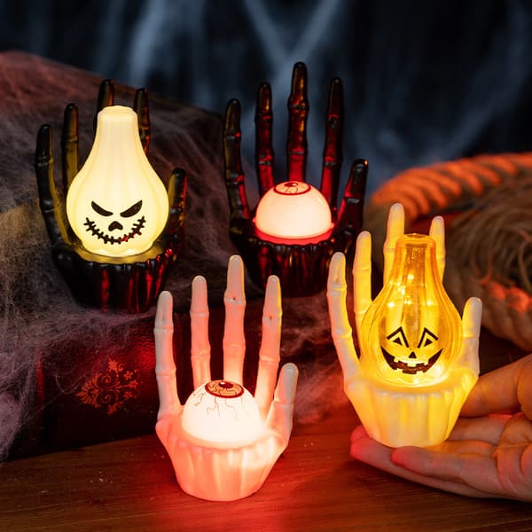 Halloween LED Spøgelseshånd Natlampe, Lysende Græskar Lampe Dekoration til Fest og Værelse Ghost face
