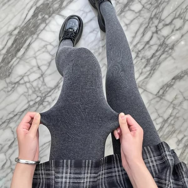 Nya 3-lagers gråa tights för damer, vinter, tjocka, varma, termiska studentstrumpor, strumpbyxor, underkläder, hög elastisk midja, slimmande 1200D