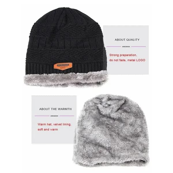 Mössor Herr Vintermössa Dam Stickade Mössor För Män Mössa Vintermössor Gorro Tjock Varm Utan Brätte Päls Bonnet Herr Light Coffee