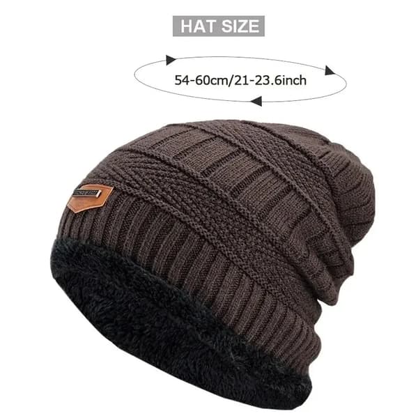 Mössor Herr Vintermössa Dam Stickade Mössor För Män Mössa Vintermössor Gorro Tjock Varm Utan Brätte Päls Bonnet Herr Light Coffee