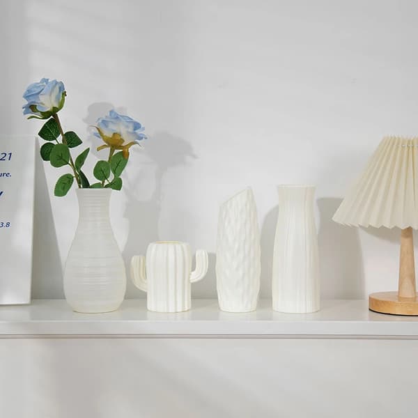 Modern Blomvas Plast Växtkruka Vit Imitation Keramiska Blomvaser Blomsterarrangemang Hem Vardagsrum Bröllopsdekor S19