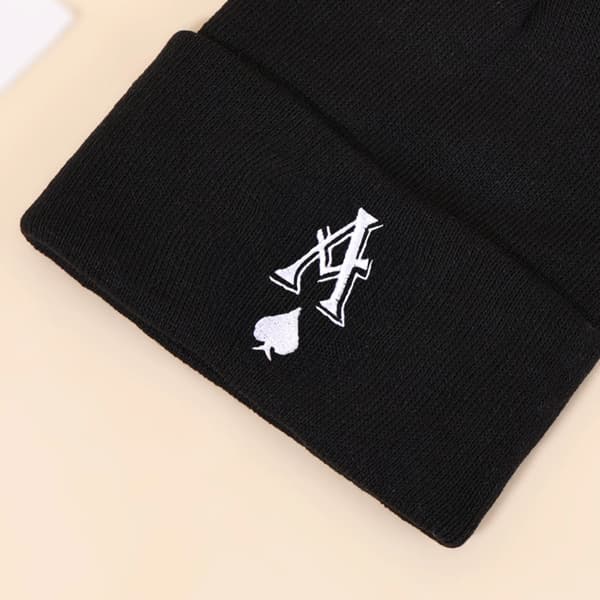 Höst/Vinter Varm Ny Spader Ess Broderi Stickad Mössa Herr- och Dammodetrender Mångsidiga Beanies Khaki