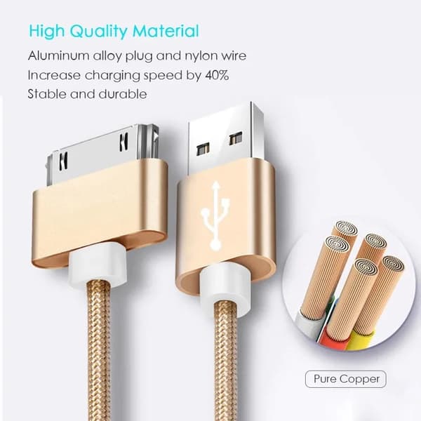 kompatibel iphone 4s kabel 30-stifts snabbladdare usb kompatibel apple iphone 4 s iPad 2 3 iPod Touch Nano iphone4 Data Sync sladd adapter kablar Silver 2m