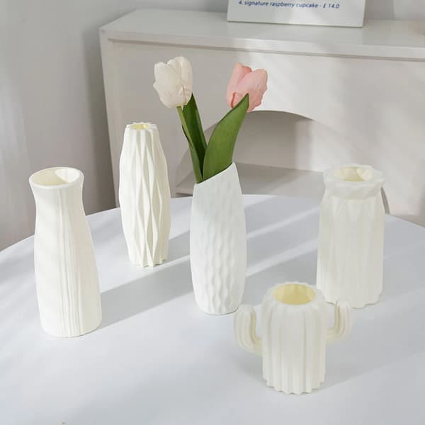Modern Blomvas Plast Växtkruka Vit Imitation Keramiska Blomvaser Blomsterarrangemang Hem Vardagsrum Bröllopsdekor S20