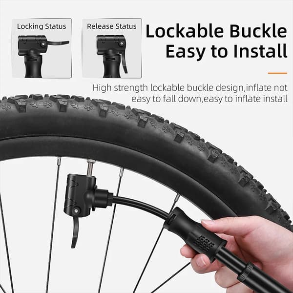 WEST BIKING Mini Cykelpump Portabel Aluminiumlegering Cykel Handboll Däckpump Schrader Presta Ventil MTB Landsväg Luftpump Basic 100PSI Black