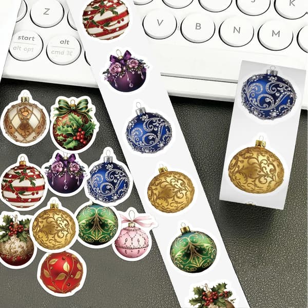 500 st Julkula Roll-On Stickers Juldekorationer för Anteckningsböcker & Scrapbooks DIY Gitarr & Vattenkopp Dekaler 500pcs