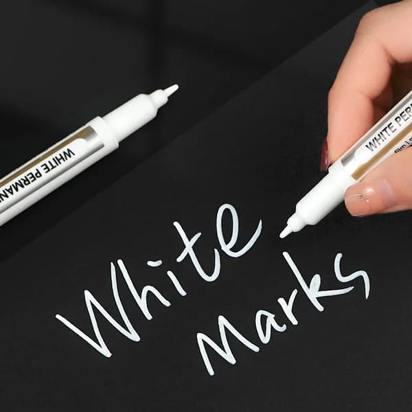 Vit Markeringspenna Levereras med en Överstrykningspenna, Fin Spets, Konstnärsmaterial för Studenter, Däck, Glas, Sten, Metall, Graffiti-papper 2 pcs