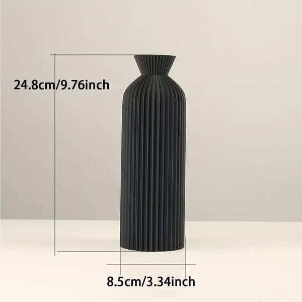 Elegant Svart Plastvas - Boho Chic Dekorativt Mittpunkt för Hem, Kontor och Vardagsrum Khaki-S L