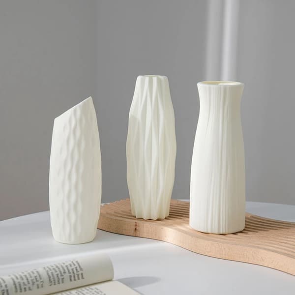 Modern Blomvas Plast Växtkruka Vit Imitation Keramiska Blomvaser Blomsterarrangemang Hem Vardagsrum Bröllopsdekor S13